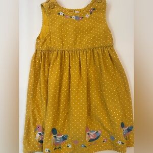 JoJo Maman size 5/6 corduroy pinnie dress ducks